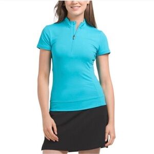NWOT Greyson Teal Halley Short Sleeve 1/4 Zip Golf Shirt